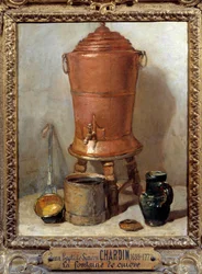 Obraz La fontaine de copper Jeana Baptiste Simeona Chardina (1699-1779) 1733 wym. 0,28x0,23 m - Miedziana fontanna do picia. Obraz Jeana Baptiste Simeona Chardina (1699-1779)