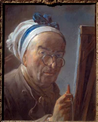 Autoportret na pastelowym obrazie sztalugowym Jean the Baptist Simeon Chardin (1699-1779) 1779