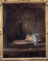 Apretura obiadu mówi również o srebrnym kubku. Obraz Jeana Baptiste Simeona Chardina (1699-1779)