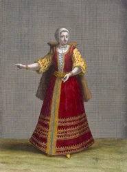 Węgierka, tablica 77 z „Kolekcja stu druków reprezentujących różne narody Lewantu” Charlesa de Ferriola, sztych. Jean-Baptiste Haussard (fl.1679-1749), 1707-08 (