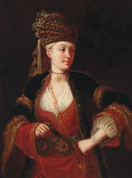 Dama długości 3/4 w stroju orientalnym