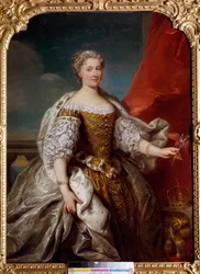 Portret Katarzyny Bnin Opalińskiej, żony Stanisława Lescińskiego, królowej Polski ówczesnej księżnej Lotaryngii i Baru (1680-1747) Obraz Jean Baptiste Van Loo (1684-1745) 1725 nd. 1,41x1,12 m²