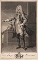 Stanisław Leszczyński (Lecziński), zwany Dobroczynnym - Stanisław I Leszczyński (1677-1766), Król Polski - Van Loo, Jean Baptiste (1684-1745) - 1705 - Miedzioryt - 53,5x33 - Kolekcja prywatna