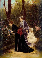 W ogrodzie. Obraz Jeana Berauda (1849-1935)