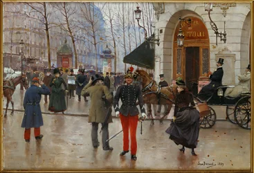 Boulevard des Capucines i Theatre du Vaudeville, Paryż (obraz na płótnie)