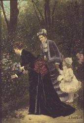 Młode kobiety zbierające kwiaty, 1885