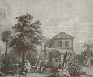 Family Time, panel tapety z serii "Paul et Virginie", Dufour & Cie, ok.1823
