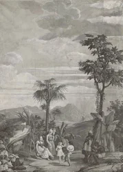Taniec dzieci, panel tapety z serii "Paul et Virginie", Dufour & Cie, ok.1823