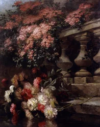 Kwiaty na balkonie. Obraz autorstwa Jean Capeinick (1838-1890) Kolekcja prywatna.