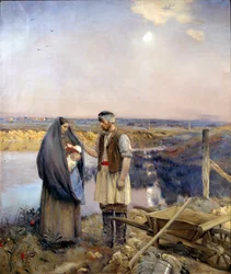 Dzień utworzył rodzinę chłopską. Obraz Jeana Charlesa Cazina (1841-1901) Nd. 1,99x1,66 m 1888 Paryż, musee d