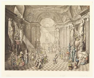 Rysunek, widok balu maskowego, 1770-80