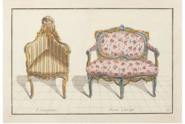 Narożnik, półkanapa. Nowa ikonologia historyczna lub hierogliphyques atrybutów, c.1768.