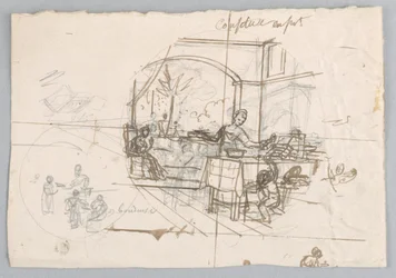 Projekt malowanego talerza porcelanowego Confiture en Pot (dżem w doniczkach) dla Service des Objets de Dessert (serwis deserów)