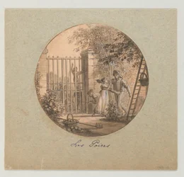 Projekt na malowanej porcelanowej płycie Les Poires (Gruszki) z Service des Objets de Dessert (Serwis Deserów)