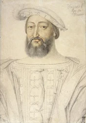 Portret Franciszka I (1494-1547), króla Francji par Clouet, Jean (ok. 1485-1541). Czarna kreda i sangwina na papierze, format 31,6x22,5, I poł. XVI w., Pustelnia Państwowa, Sankt Petersburg