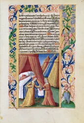 Ms Lat. Q.v.I.126 f.47 Judyta z głową Holofernesa, z "Księgi godzin Ludwika Orleańskiego".