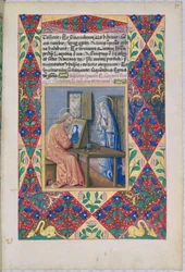 Pani Lat. Q.v.I.126 f.99 Św. Łukasz malujący Matkę Boską, z Księgi Godzin Ludwika dOrleans, 1469