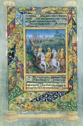 Pani Lat. Q.v.I.126 fol.28v Armia Izraelitów, z Księgi Godzin Ludwika dOrleans, 1490