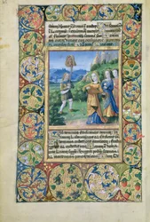 Ms. Lat. Q.v.I.126 fol.34v Dawid z głową Goliata, z "Księgi godzin Ludwika Orleańskiego".