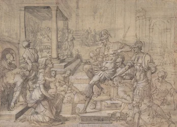 Amya wnosząca petycję do Fausta o kustodię św. Mamy, ok. 1543 r.