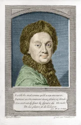 Pierre Louis Moreau de Maupertuis, astronom (1698 - 1759), rytowany przez J. Daullé w 1755