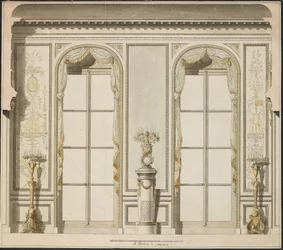 Projekt architektoniczny dla Grande Galerie Hotelu de Madame de Mazarin w Paryżu (pióro i atrament oraz w/c na papierze)