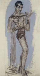 Josephine Baker - Makieta do ważnego panelu z laki, ok. 1927 (ołówek na papierze)