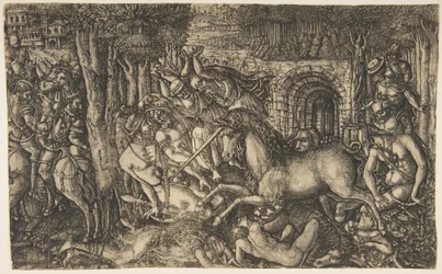 Król ścigany przez jednorożca, z serii Jednorożce, ok. godz. 1555.