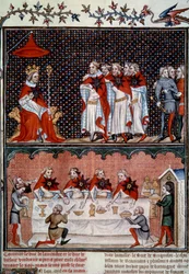 Ustanowienie Orderu Gwiazdy przez Jeana le Bon (1319-1364) i bankiet w 1352 Miniatura z „Les grandes Chroniles de France” Jeana Fouqueta (1420-1481) 1455-1460 Paryż, B.N.