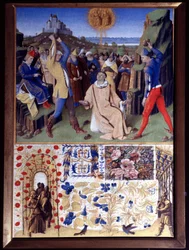 Męczeństwo św. Szczepana przez ukamienowanie Miniatura zaczerpnięta z „Księgi godzin Etienne Chevalier” Jeana Fouqueta (1420-1477/1481)