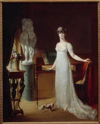 Portrait en pied de Pauline Bonaparte (1780-1825) pozujący z Eros et Psyche Obraz Jeana Francois Bosio (1764-1827) XIX-wieczna kolekcja prywatna