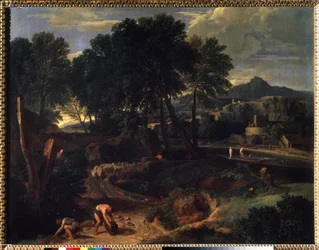 „Pejzaż ze stadem owiec na drodze” (Krajobraz ze stadem owiec na drodze) Obraz Jeana Francois Milleta Starszego (1642-1679) XVII-wieczne Muzeum Puszkina, Moskwa