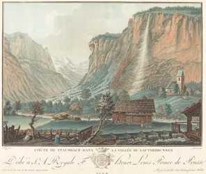 Staubbach Falls, w Lauterbrunnen Valley Falls w Staubbach..., prawdopodobnie 1776.