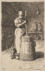 Kobieta ubijająca masło, 1855-56