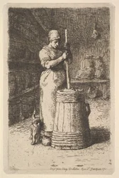 Kobieta ubijająca masło, 1855-56.