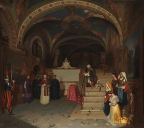 Papież Grzegorz XVI z wizytą w kościele San Benedetto w Subiaco, 1843.