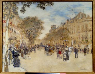 Belle epoque: „”Widok pawilonu Hanoweru i Bulwaru Włochów w Paryżu”” Obraz Jeana Francois Raffaelli (1850-1924) Początek XX wieku Słońce. 0,66x0,82 m Rouen, Musee des Beaux Arts