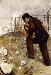 Mężczyzna z dwoma bochenkami chleba, 1879