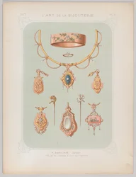 Wzory biżuterii ze złota i różowego złota, 1879.