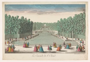 Widok na kaskady ogrodu Château de Saint-Cloud La cascade de St. Cloud (tytuł na obiekcie)