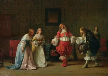 Mascarille przedstawiający Jodeleta Catosowi i Madelon, 1865