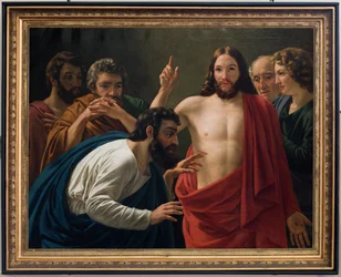 Kościół parafialny (Nederbrakel, Kościół parafialny Sint-Pieter-in-de-Banden). Wnętrze. Malarstwo. Tomasz Apostoł. Jean-Henri DeCoene.