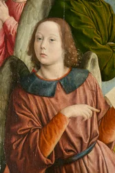 Anioł, szczegół. Tryptyk mistrza z Moulins