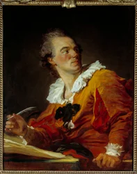 Inspiracja Portret nieznajomego. Obraz Jeana Honore Fragonarda (1732-1806) XVIII w. Słońce. 0,8x0,64 m - Inspiracja, portret anonimowego mężczyzny, Obraz Jean Honore Fragonard (1732-1806)