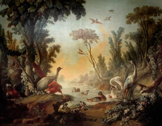 Pejzaż z Echassiers Panel Salonu Demarteau zrealizowany przez Jean Baptiste Huet (1745-1811) i Jean Honore Fragonard (1732-1806)