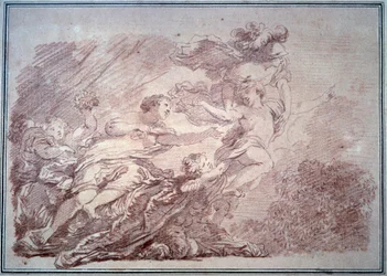 Minerve wyrywa młodego księcia z volupte Sanguine Jeana Honore Fragonarda (1732-1806) 1774 Besancon, Muzeum Sztuk Pięknych