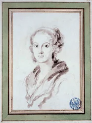 Portret Marguerite Gerard (1767-1837) Francuska malarka, szwagierka Fragonarda Rysunek w praniu Jean Honore Fragonard (1732-1806) 1800 wokół Besancon, Musee des Beaux Arts