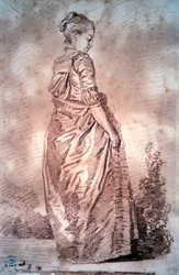 Młoda kobieta idąca rysująca krew, Jean Honore Fragonard
