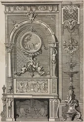 Kominek, Jean Berain (1640-1711), rycina Scotin Aine z L