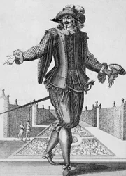 Poważny aktor, kostium sceniczny, rycina Jeana Beraina Starszego (1637-1711), Francja